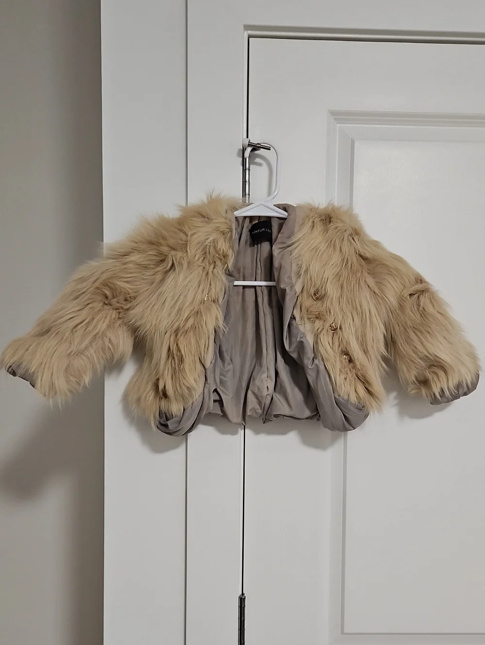 Luxury Real Fox Fur Cropped Kids Jacket - Tan